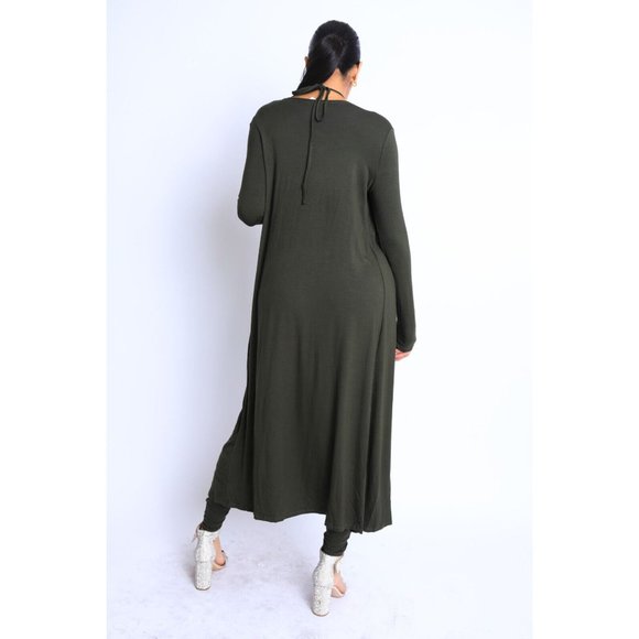 Women's Sexy Open Center Halter Jumpsuit with Cardigan Set Black Cross Neck - Picture 6 of 8